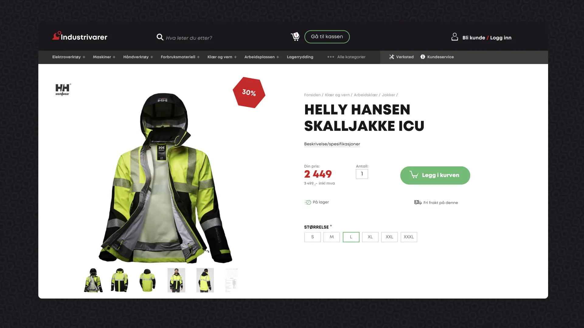 Produktvisning på nettsiden