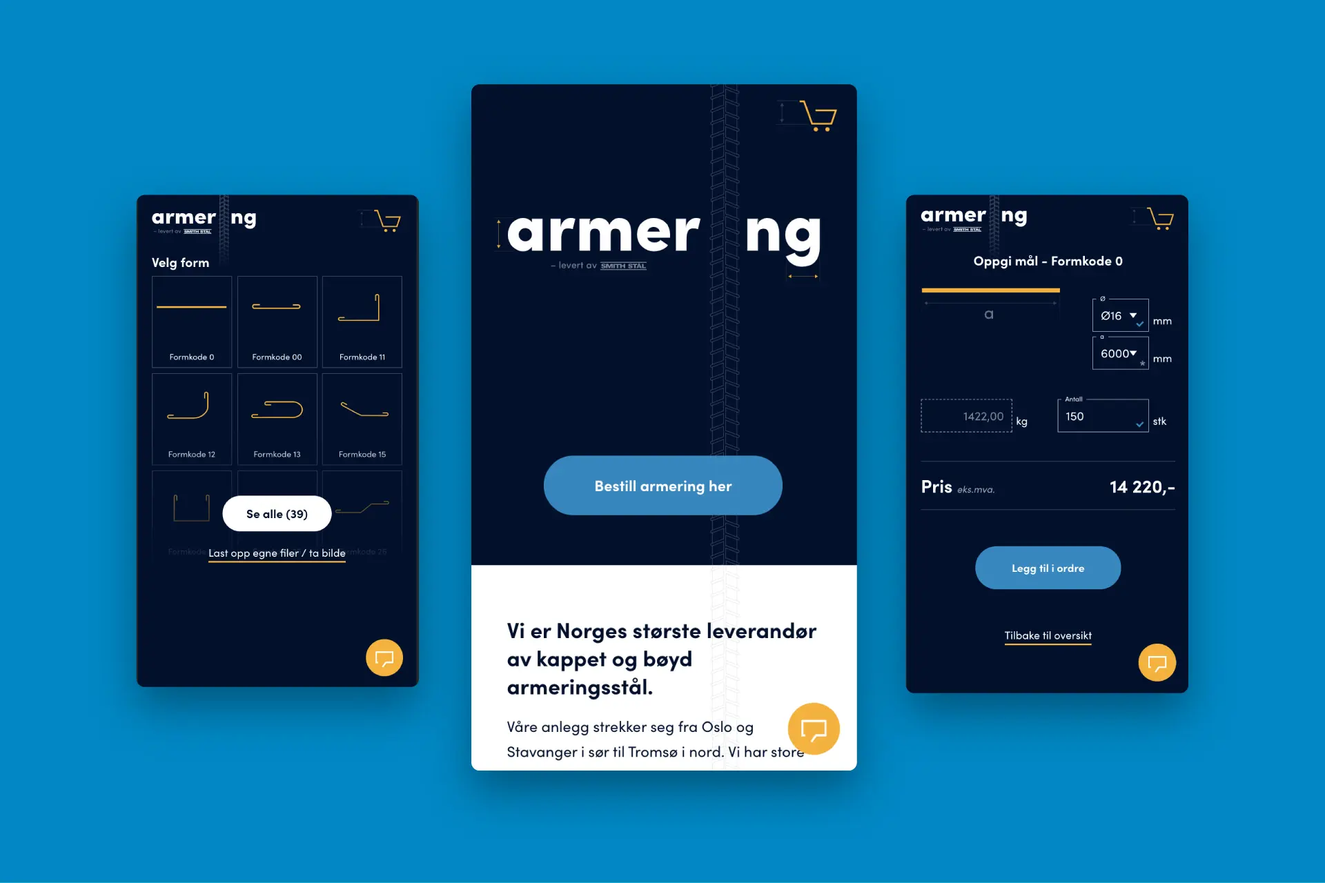Skjermbilder av nettbutikken i mobilformat