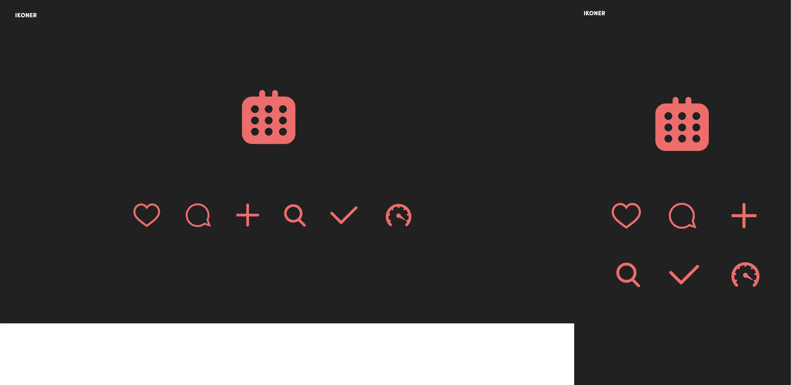 Ikoner som brukes på nettsiden