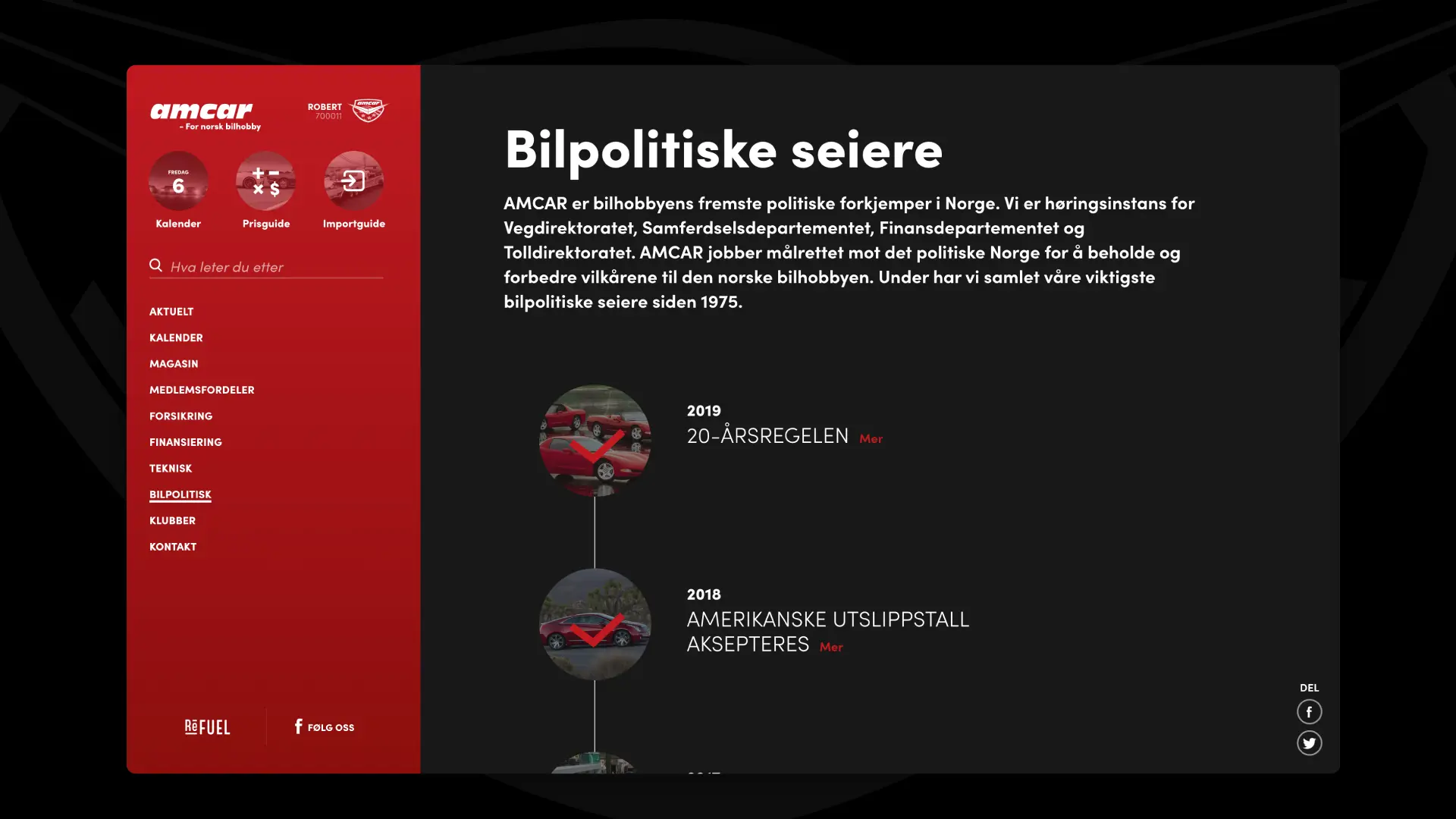 Skjermbilde av bilpolitisk underside